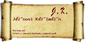 Jánosi Kálmán névjegykártya